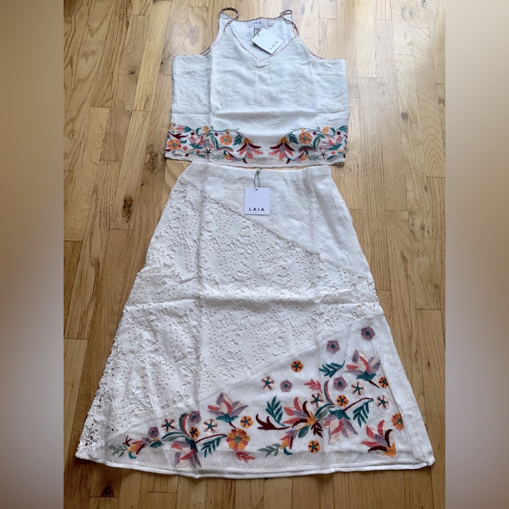 LAIA TOP AND MIDI SKIRT EMBROIDERY SET